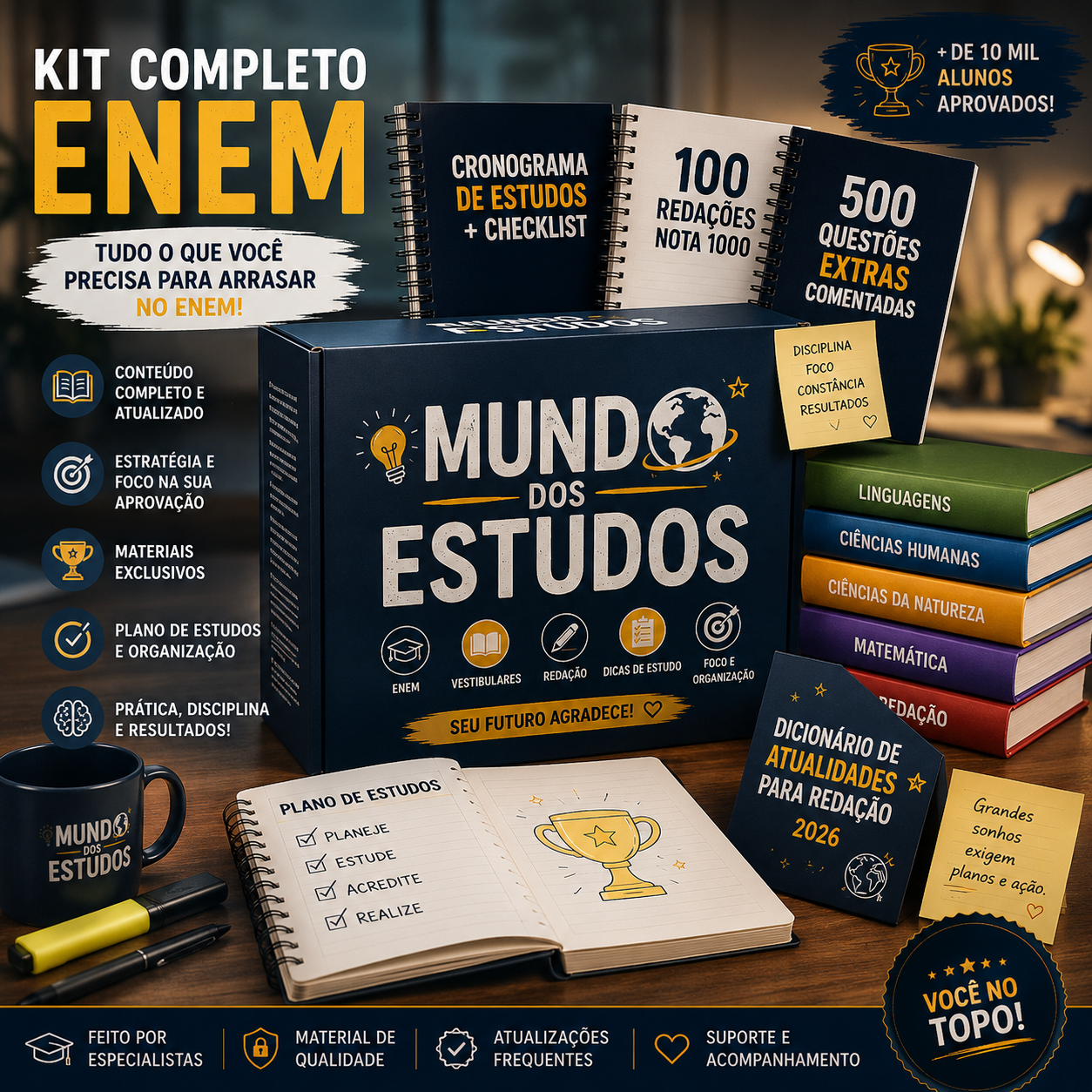 Kit Completo ENEM — apostila, redações nota 1000, questões extras e cronograma
