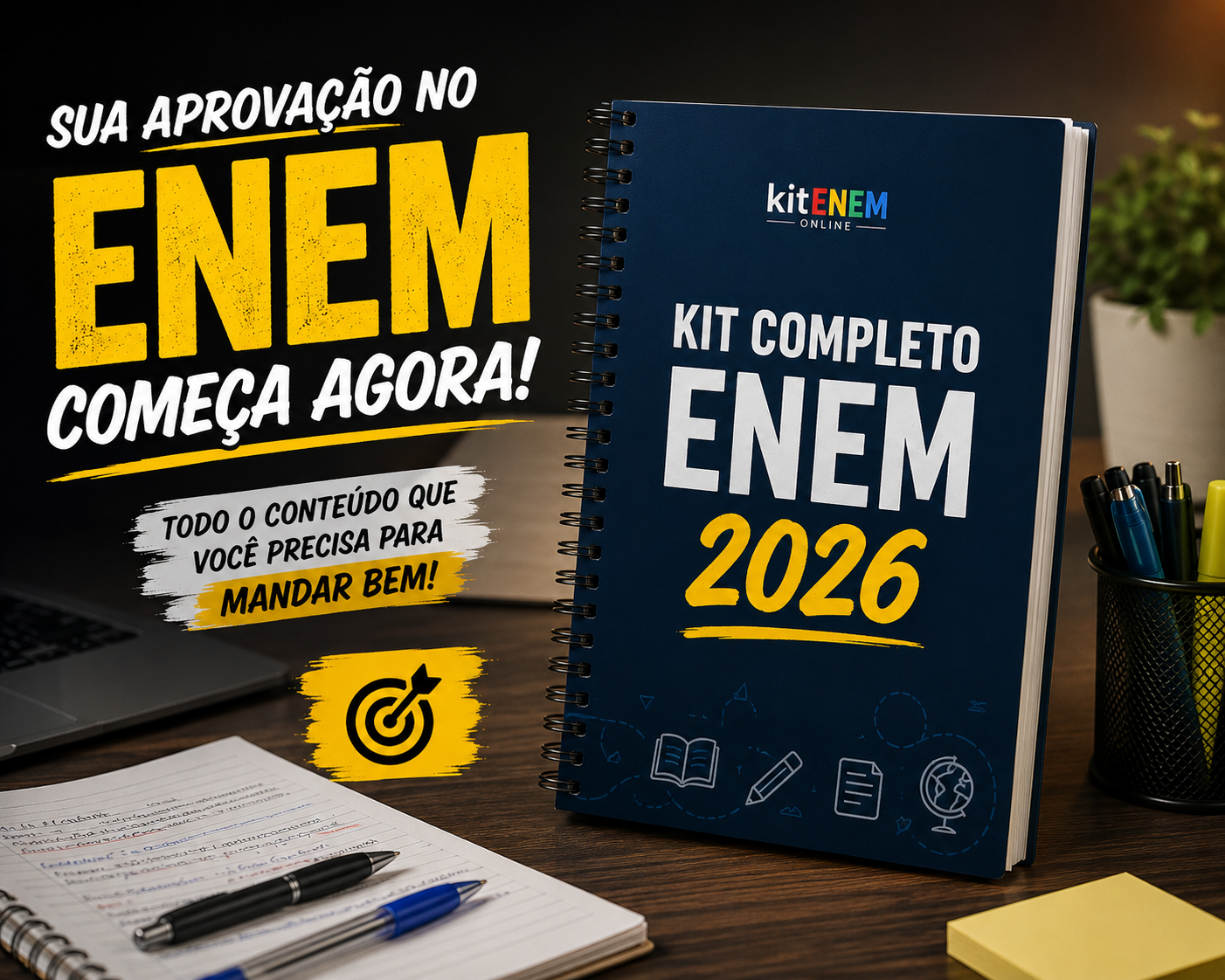 Kit Completo ENEM 2026 — material digital com apostila, questões, simulado e redação